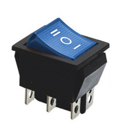 Przełącznik kołyskowy RS203-6C3B 16A 250V on-off-on niebieski podświetlany (KCD4)