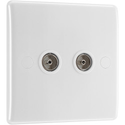 BG 861 White Nexus Moulded Double Socket For Tv Or Fm Co-AXial Aerial Connection