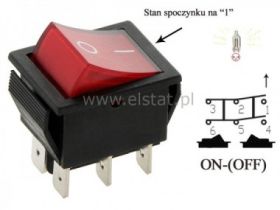Przeł. kołys. ON-(OFF) chwilowy 6P podśw.15A