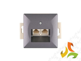 PERŁA Gniazdo komputerowe / telefoniczne podwójne (uniwersalne) antracyt metalik GTP-20P LSA ABEX