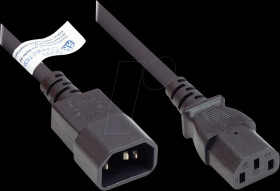 P1430-S007 Cold device extension C14 to C13 , black, 0,75 mm², 0,75 m