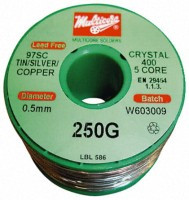 SAC95F-050-025 Spoiwo Sn95.5Ag3.8Cu0.7 grubość 0.5 mm waga 250g [Multicore] (topnik kalafoniowy!)