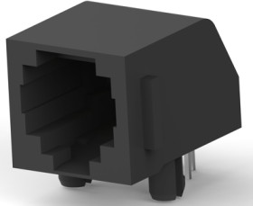 Socket, RJ11/RJ12/RJ14/RJ25, 6 pole, 6P6C, Cat 3, solder connection, through hole, 5555163-1