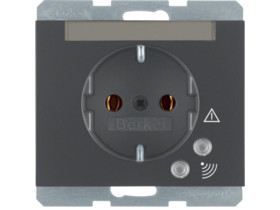 BERKER K.1 Gniazdo z uziemieniem schuko z ochroną przepięciową i polem opisowym antracyt mat lakierowany 41527106 HAGER