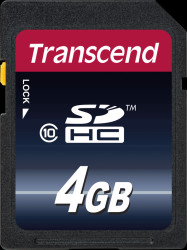 TS4GSDHC10 SDHC Card 4GB, Transcend Class 10 (Premium)
