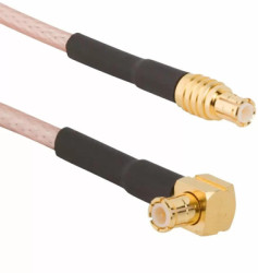 Coaxial cable, MCX plug (straight) to MCX plug (angled), 50 Ω, RG-316, grommet black, 914 mm, 255103-01-36.00