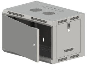 Szafa rack wisząca 19 cali 6U 600x500, niedzielona, drzwi metalowe, kolor szary FLAT PACK