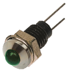 Lampka kontrolna do montażu panelowego 2.1V, zielona 6.1mm LED Chrom Wyprowadzenia Bulgin