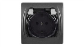 Logo Gniazdo Bryzgoszczelne Z/U Schuko (Klapka Dymna) Grafitowy 11Lgpb-1Sdp