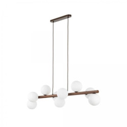 Lampa wisząca do salonu z dziewięcioma szklanymi kloszami ESTERA WOOD ORZECH 10273 TK Lighting