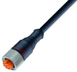 RKT 8-282/5 M sw, PUR 7x0,25mm2 + ekran, ekran podłączony do styku numer 8, czarny, z gniazdem prostym M12x1, LUMBERG 46772, RKT