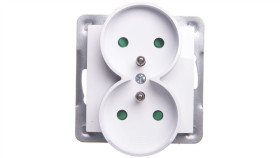 Impresja Gniazdo Podwójne Z/U Z Przesłonami Białe Gp-2Yrzp/M/00