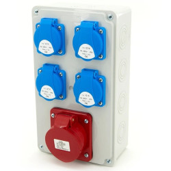 Rozdzielnica budowlana 16A/5P + 4*GS 230V, obudowa naścienna, ELS Elektrotechnika, N410