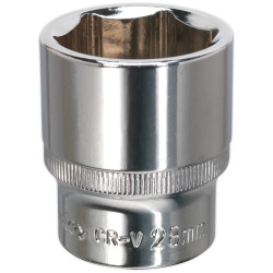 Sealey SP1228 WallDrive&#xAE; Socket 28mm 1/2&quot;Sq Drive Fully Polished