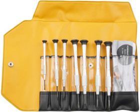 Watchmaker screwdriver kit, PH0, PH1, 1.5 mm, 2 mm, 2.5 mm, 3 mm, 3.5 mm, Phillips/slotted, BL 22 mm, L 155 mm, 4-360-E05