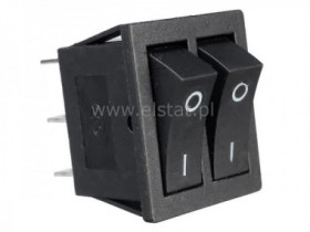 Przeł. kołys.x2 16A 250V podwójny ON-ON czarny 6P