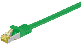 RJ45 patchkabel, CAT 6A S/FTP (PiMF), 500 MHz z CAT 7 kable surowym, Zielony - Długość kabla 0.25 m