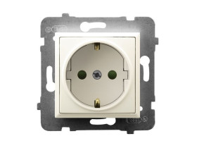 ARIA Gniazdo pojedyncze z uziemieniem schuko z przesłonami torów prądowych ecru GP-1USP/m/27 OSPEL