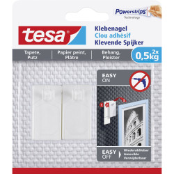 tesa 77772-00000-00 Self-adhesive Nail white pack of 2 no drilling reusable