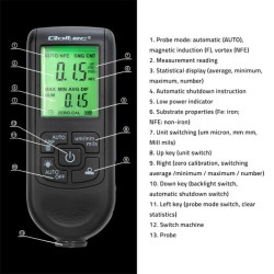 Qoltec Miernik grubości lakieru z wyświetlaczem LCD 0 ~ 2000um