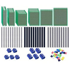 Zestaw 92 sztuk podwójnych płyt PCB z pojedynczymi rzędami pinów i żeńskimi złączami. Wydrukowane płytki obwodów drukowanych,czę