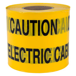 Yellow &quot;Caution Electric Cable Below&quot; Non Adhesive Tape 150mm x 365m