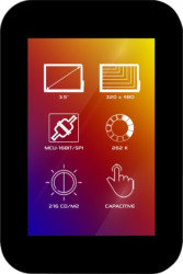 Wyświetlacz LCD TFT 3.5cal Transmisywny TFT 320 x 480pikseli LED Backlight SPI I/F Tak 4D Systems Pojemnościowy