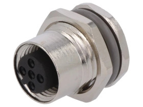 Gniazdo M12 5-pin żeńskie kod B-Profibus lutowanie IP67 60V T4131412051-000