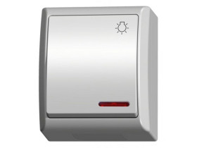 FALA Wyłącznik zwierny przycisk "światło" z podświetleniem pomarańczowym biały ŁNH-5HS/00 OSPEL