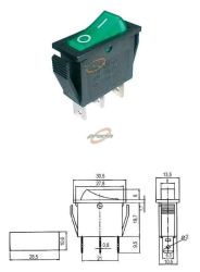 PRZEŁĄCZNIK KOŁYSKOWY 2POZYCJE 3PINY 250V/15A ZIELONY MK621