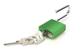 Kłódka średnica szekli: 6.3mm RS PRO z kluczem Obie opcje aluminiowa Zielony