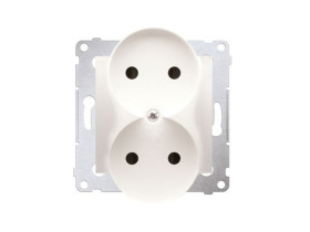 SIMON 54 Gniazdo podwójne bez uziemienia kremowe z przesłonami DG2MZ.01/41 KONTAKT SIMON