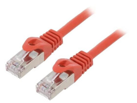 Patch cord F/UTP, Cat 6, RJ45 wtyk z obu stron, linka, CCA, 0,5m, PVC, czerwony PP6-0.5M/R