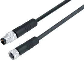 Sensor actuator cable, M8-cable plug, straight to M8-cable socket, straight, 4 pole, 1 m, PUR, black, 4 A, 77 3406 3405 50004-01