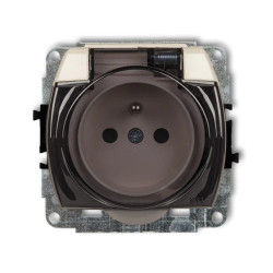 TREND Gniazdo bryzgoszczelne z/u (klapka dymna) beżowy 1GPB-1zdp