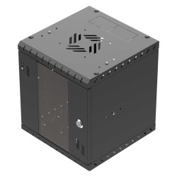 Szafa wisząca Standard 10" 6U, 300mm, drzwi szklane, czarna