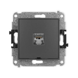ICON Mechanizm gniazda komputerowego poj. 1xRJ45, kat. 5e, ekranowane, 8-styk, bez pola opisowego grafitowy mat 28IGKBO-1e