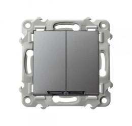 SZAFIR Łącznik podwójny zwierny z podświetleniem niebieskim szary mat ŁP-17ZS/m/70