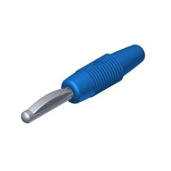 Wtyk izolowany 4mm z boczną sprężyną dociskową, lutowany 30A, niebieski