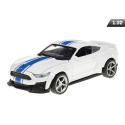 Model Ford Mustang Crash Car Biały, Niebieskie Pasy, 1:32