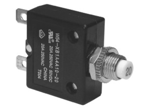 Circuit breaker, thermal, 1 pole, 10 A, 50 V (DC), 250 V (AC), faston plug 6.35 mm, panel mounting, 1423674-6