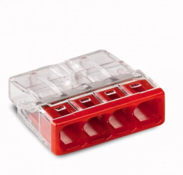 Szybkozłączka 4x 0,5-2,5mm2 transparentna / czerwona 2273-204 /opak.100szt./