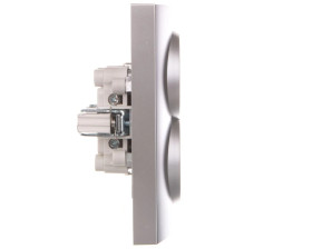 LOGI Gniazdo podwójne 2x2p+Z Schuko kompletne śrubowe 16A 250V Srebrny 25213