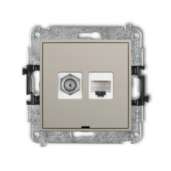 ICON Mechanizm gniazda antenowego poj. typu F (SAT) + gniazda komp. poj. 1xRJ45, kat. 6, 8-stykowy, bez opisu taupe 60IGFKBO-3