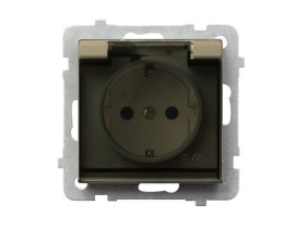 SONATA Gniazdo pojedyncze z uziemieniem schuko IP44 szampański złoty GPH-1RS/m/39/d OSPEL