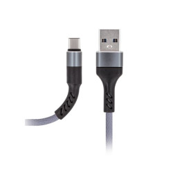 Kabel USB/USB-C 1m 2A szary sznurk. Maxlife 828712