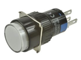 Przełącznik; przyciskowy; LAS1-AY-11/W/24V; ON-(ON); biały; podświetlenie LED 24V; biały; do lutowania; 2 pozycje; 5A; 250V AC;