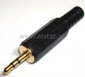 Jack 2,5 wtyk stereo plastik złoty