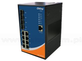 IGS-9084GP, Switch przemysłowy zarządzalny, DIN, 8x 10/1000 RJ-45 + 4x100/1000 SFP z DDM, O/Open-Ring <30ms