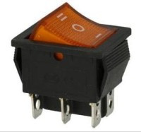 MK1012YP Przełącznik kołyskowy, żółty trzy położenia I-0-II (DP3T) - otw. 22x30mm